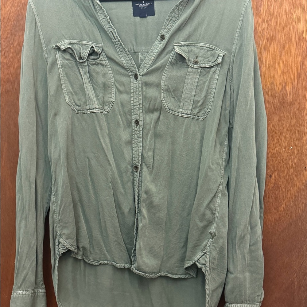 American Eagle Outfitters Olive Button-Down Shirt